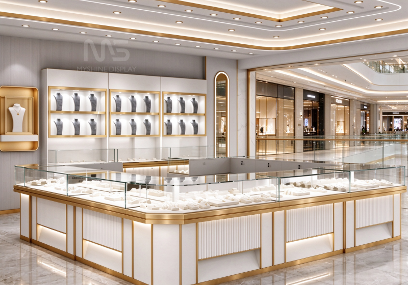 Full-Surface Grid Luxury Jewelry Display Counter