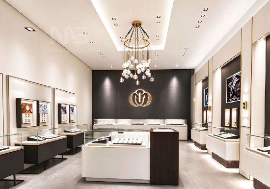 Modern Watch & Jewelry Boutique Display Suite — White & Black Contrast with Gold Accents