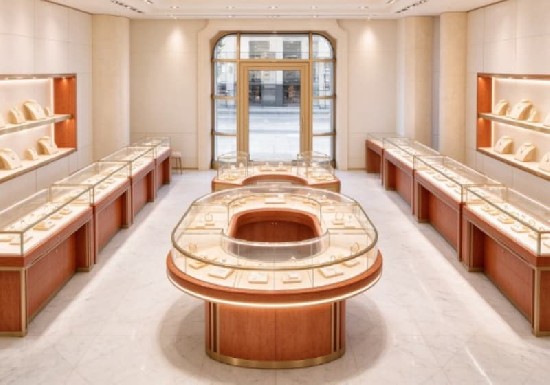 Luxury Curved Circular Solid Wood Jewelry Display Cabinet