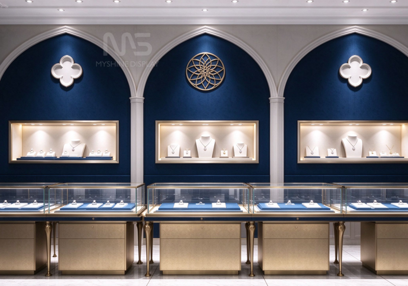 Navy & Gold Gothic Arch Jewelry Store Display Suite