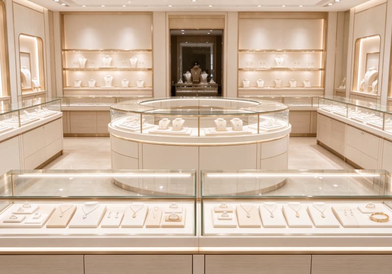 Luxury Circular Jewelry Store Display Furniture Set