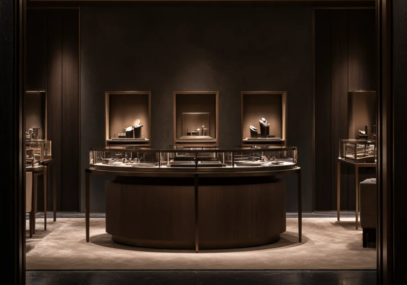 Dark Luxury Curved Jewelry Display Showcase Set