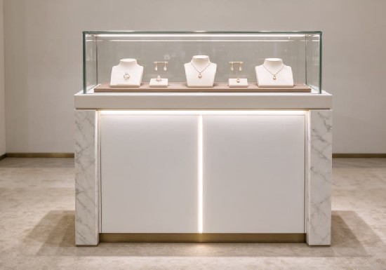 White Marble Texture Luxury Jewelry Showcase Counter