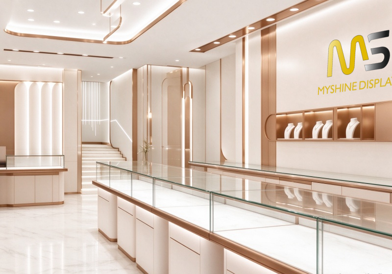 Modern Light Luxury Rose Gold Jewelry Showroom