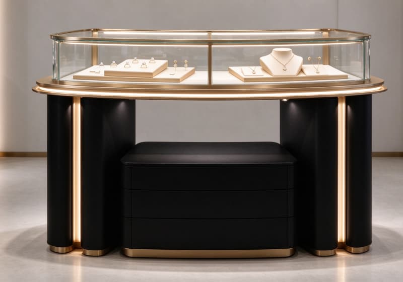 Premium Curved Luxury Jewelry Display Counter