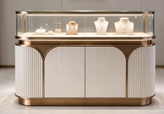 Cream Ribbed Luxury Jewelry Island Showcase