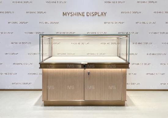 Warm Wood Grain Bronze Frame Jewelry Display Counter