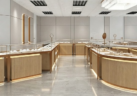Modern Light Luxury Wood Tone Jewelry Display Cabinet
